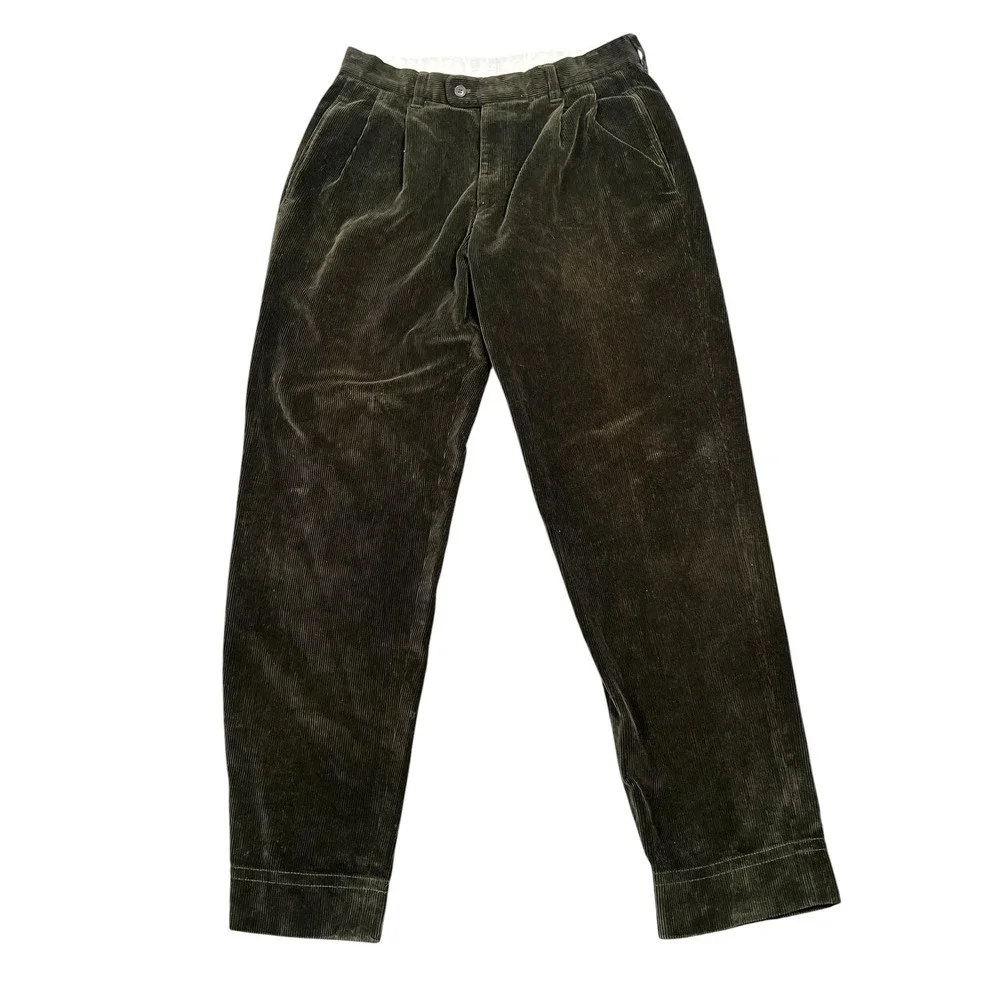 Bogner VTG 30X32 Corduroy Pants Mens Olive Green Pleated Straight Switzerland